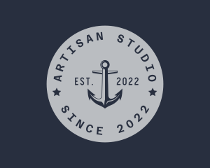 Hipster Anchor Emblem logo design