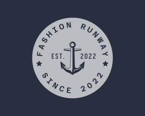 Hipster Anchor Emblem logo design