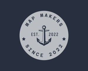 Hipster Anchor Emblem logo design