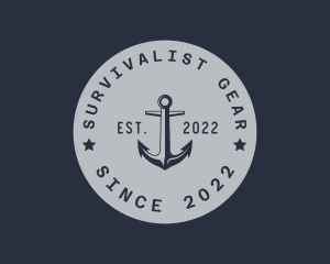 Hipster Anchor Emblem logo design