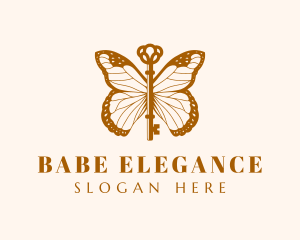 Gold Elegant Butterfly Key logo design