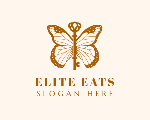 Gold Elegant Butterfly Key logo design