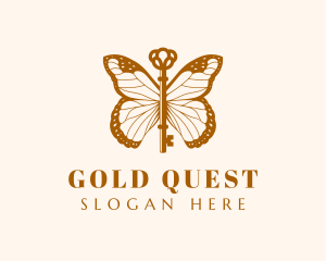 Gold Elegant Butterfly Key logo design