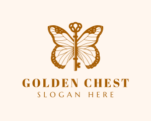 Gold Elegant Butterfly Key logo design