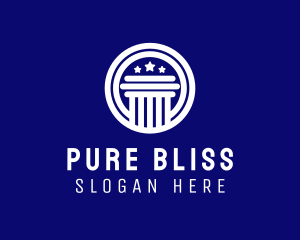 White Government Pillar Star logo design