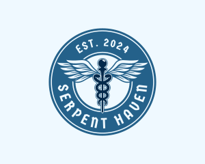 Caduceus Wings Serpent logo design