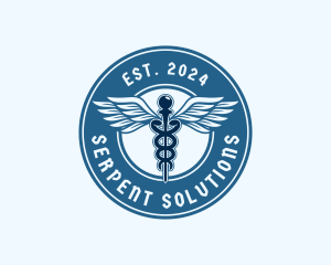 Caduceus Wings Serpent logo design