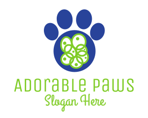 Blue Pet Paw logo design