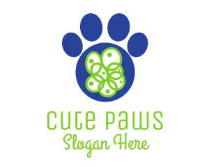 Blue Pet Paw logo design