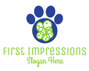 Blue Pet Paw logo design