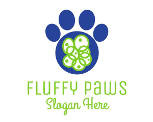 Blue Pet Paw logo design