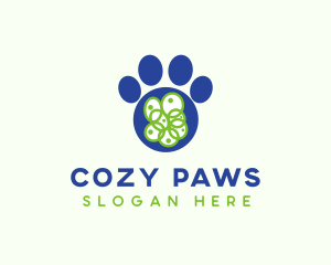 Blue Pet Paw logo design