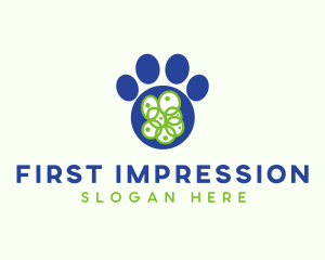 Blue Pet Paw logo design