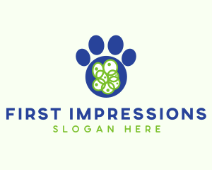 Blue Pet Paw logo design