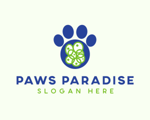 Blue Pet Paw logo design