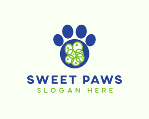 Blue Pet Paw logo design