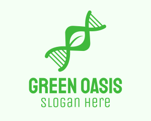 Green DNA Leaf logo design