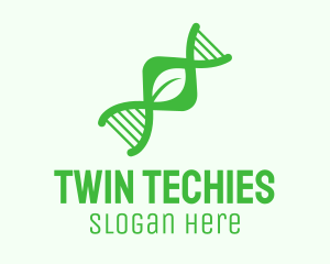 Green DNA Leaf logo design