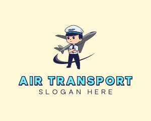 Airplane Travel Pilot Mascot logo design