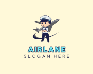 Airplane Travel Pilot Mascot logo