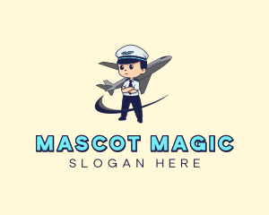 Airplane Aircraft Pilot Mascot logo