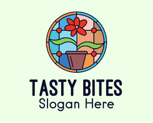 Stained Glass Flower Pot Logo