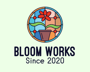 Stained Glass Flower Pot logo design