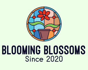 Stained Glass Flower Pot logo design