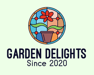 Stained Glass Flower Pot logo design