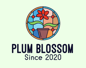 Stained Glass Flower Pot logo design