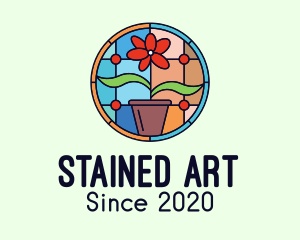 Stained Glass Flower Pot logo design