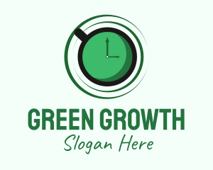 Green Tea Time Clock logo design