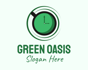 Green Tea Time Clock logo design