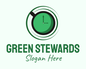 Green Tea Time Clock logo design