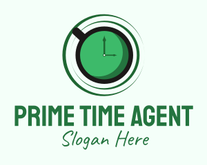 Green Tea Time Clock logo design