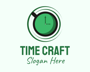 Green Tea Time Clock logo design