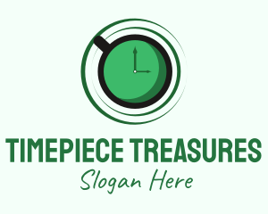 Green Tea Time Clock logo design