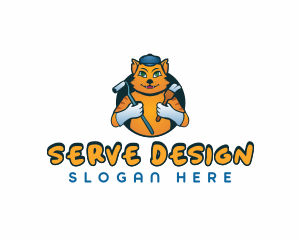 Renovation Painter Cat logo design