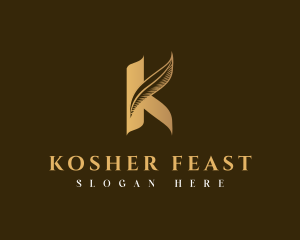 Luxury Feather Letter K logo design