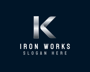 Metallic Industrial Iron Letter K logo