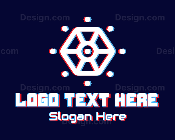 Glitchy Hexagon Tech Logo