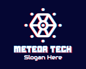 Glitchy Hexagon Tech logo design