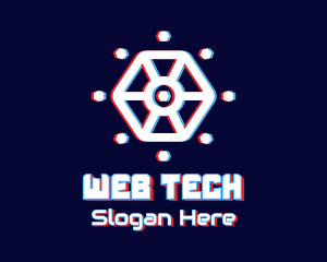 Glitchy Hexagon Tech logo design