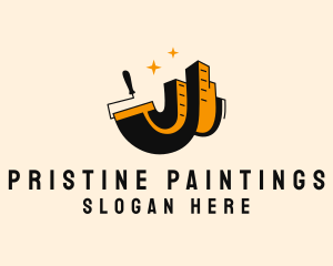 Paint Roller Building Renovation logo design