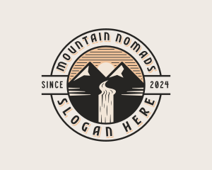 Mountain Peak Waterfall logo design