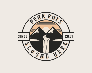 Mountain Peak Waterfall logo design