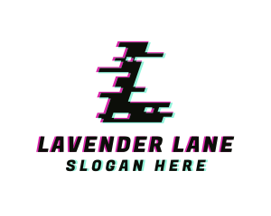 Pixel Glitch Letter L logo design