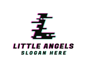 Pixel Glitch Letter L logo design