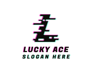 Pixel Glitch Letter L logo design