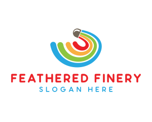 Rainbow Feathers Shuttlecock  logo design